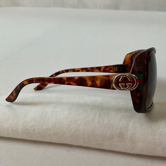 GUCCI Web GG Oversized Square Frame Sunglasses Tortoise Brown main image 12